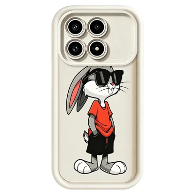 Cover TPU per Xiaomi Poco F8 Pro 5G con Motivo Cartone Animato di Coniglio, Retro Antiscivolo con Superficie Gommosa - Bianco