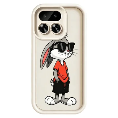 For Realme 16 Pro 5G TPU Case Cartoon Rabbit Pattern Rubberized Anti-Slip Phone Back Cover - White