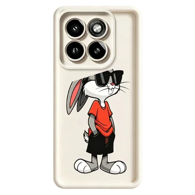 For Motorola Moto G86 5G TPU Case Cartoon Rabbit Pattern Rubberized Anti-Slip Phone Back Cover - White