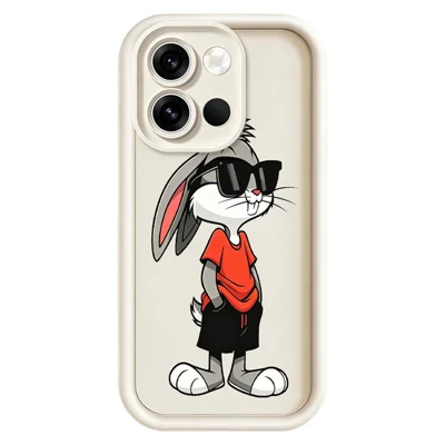 TPU-hoesje voor OnePlus Nord 6 5G met cartoonkonijnpatroon - Rubberachtig anti-slip telefoonhoesje aan de achterkant - Wit