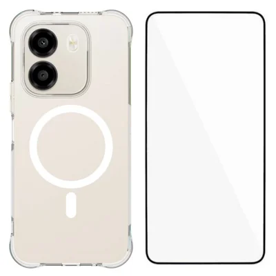 WANLONFENG pour Honor X6e 4G Série WL2 Étui Magnétique Clair TPU de 2,0 mm avec Film Protecteur d'Écran - Transparent