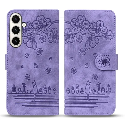 For Samsung Galaxy Z Fold8 Ultra Case Kirsebærkat Læder Wallet Håndtelekspåler - Lilla