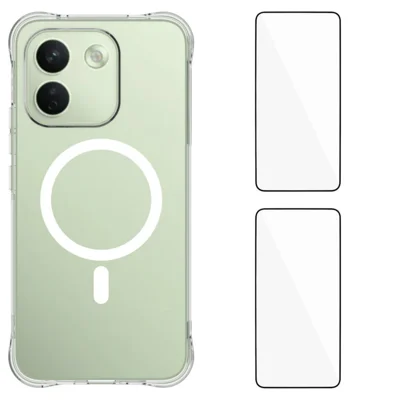 WANLONFENG na Xiaomi Redmi Note 17 Pro Max 5G / Xiaomi Redmi Note 17 Pro+ 5G seria WL1 2,0 mm magnetyczna obudowa przezroczysta pokrywa tylna TPU z foliami ekranowymi 2 szt. - Przezroczysty