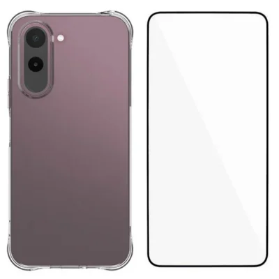  WANLONFENG voor OnePlus N6x 4G WL-serie hoes 2,0 mm TPU telefoonhoes met gehard glasfolie - Transparant
