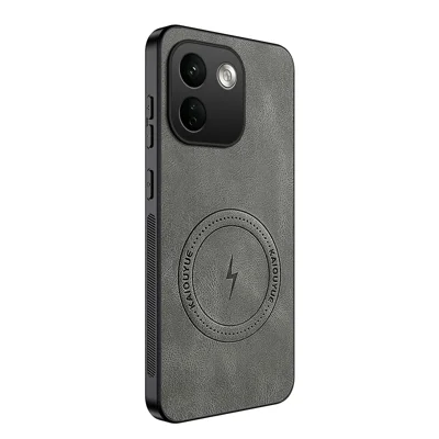  WANLONFENG for Xiaomi Redmi Note 17 Pro Max 5G / Xiaomi Redmi Note 17 Pro+ 5G SD1 Series Magnetic Case Nappa Texture PC TPU Phone Cover - Grey