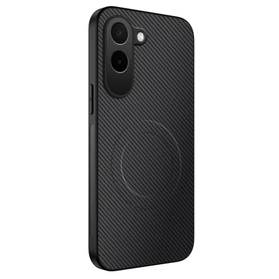 WANLONFENG voor OnePlus N6x 4G TQ-serie magnetische hoes met koolstofvezelstructuur PC TPU telefoonhoes - Zwart