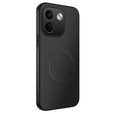 WANLONFENG na Xiaomi Redmi Note 17 Pro Max 5G / Xiaomi Redmi Note 17 Pro+ 5G TQ Seria Etui Magnetyczne z Teksturą Węglowej, Pokrowiec na Telefon z PC i TPU - Czarny