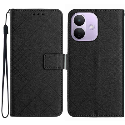 Til Xiaomi Redmi Note 17 Pro 5G Case Wallet Imprint PU Leather Flip Folio Telefonbeskyttelse - Sort