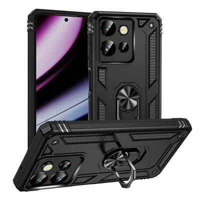  For Motorola Moto G Power (2026) 5G / Motorola Moto G Play (2026) 5G Case PC + TPU Phone Cover with Kickstand - Black
