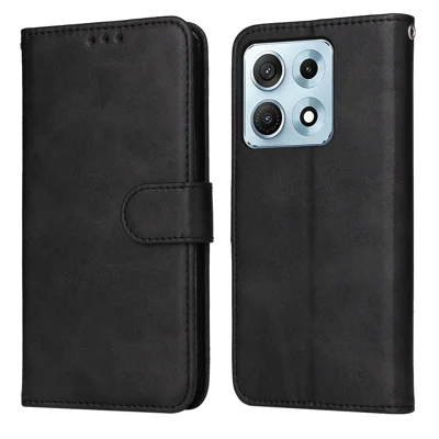 Für Motorola Edge 70 Max 5G Hülle Brieftasche PU-Leder Folio Klapphülle - Schwarz