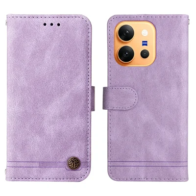  For vivo X300 E 5G Leather Wallet Cases Skin Touch Phone Cover Stand with Strap - Purple