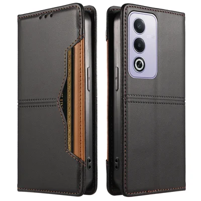 Til Oppo A3 Pro (Indien) 5G / Oppo A3x 5G (Kina) / Oppo A80 5G / Oppo K12x 5G (Global) / Oppo A3 Pro (Global) 5G Wallet Case med ekstern kortplads, magnetisk lukning, læder telefonbeskyttelse - Sort