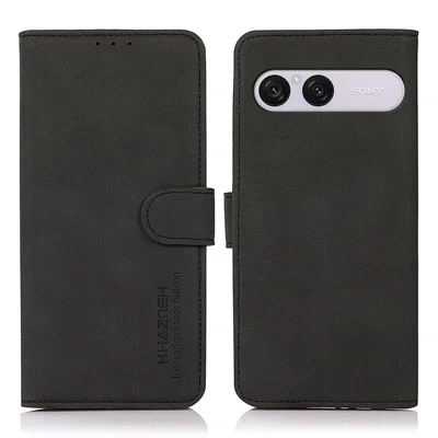 KHAZNEH Custodia Portafoglio Supporto in Pelle PU Anti Graffio per Sony Xperia 10 VIII / 10 VII - Nera