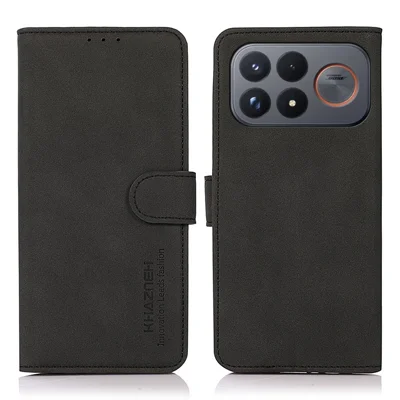 KHAZNEH Pour Xiaomi Poco F9 Ultra 5G / Redmi K100 Pro Max 5G Coque Anti-rayures en Cuir PU Portefeuille Support de Téléphone - Noir