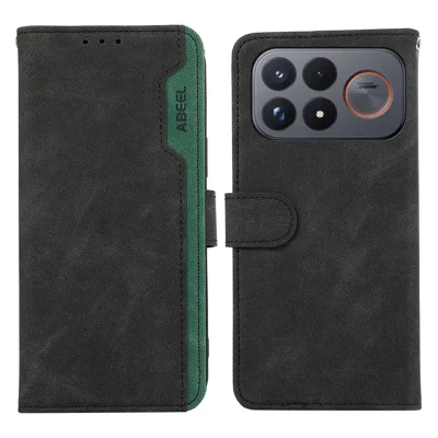 ABEEL Pour Xiaomi Poco F9 Ultra 5G / Redmi K100 Pro Max 5G Étui Coloris Assemblé en Cuir Pliable avec Fonction Blocage RFID - Noir