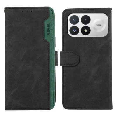 ABEEL voor Xiaomi Poco F9 Pro 5G / Redmi K100 Pro 5G hoesje Kleurcombinatie Leren Fliptelefoonhoesje met RFID-blokkering - Zwart