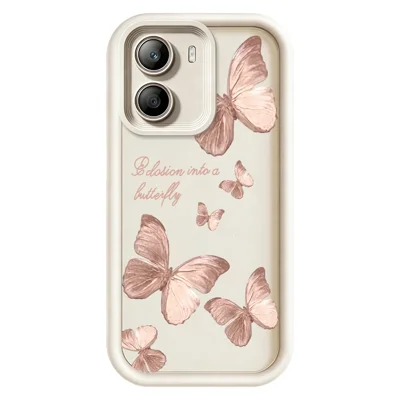TPU-hoesje voor Xiaomi Poco X7 Pro 5G met vlindermotief, rubberachtige achterkant - Wit