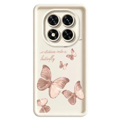For Xiaomi Redmi Note 15 Pro+ 5G (Global)  /  Poco M8 Pro 5G TPU Case Butterfly Pattern Rubberized Phone Back Cover - White