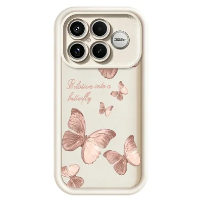 Für Xiaomi Poco F8 Ultra TPU-Hülle Schmetterlingsmuster gummierte Handy-Rückseite – Weiß
