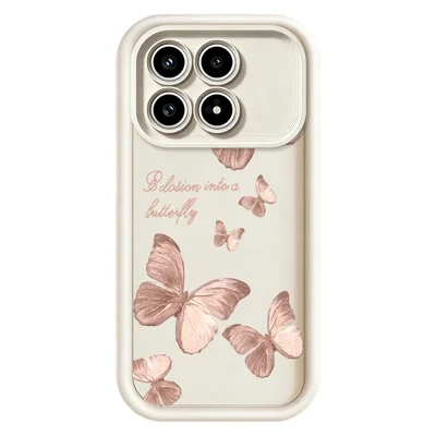 Custodia TPU per Xiaomi Poco F8 Pro 5G, Motivo Farfalla, Rivestimento Posteriore Gommatizzato - Bianco