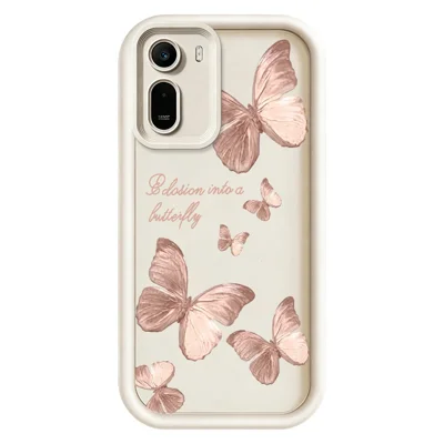 TPU Case For Xiaomi Redmi A7 Pro 5G  /  A7 Pro 4G (171.56mm)  /  Poco C85x 5G Butterfly Pattern Rubberized Phone Back Cover - White