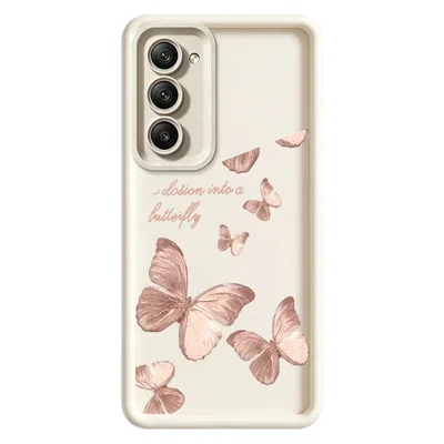 Capa de TPU para Xiaomi Redmi 15 5G (Global) (169 mm) com Padrão de Borboleta e Revestimento Emborrachado - Branco