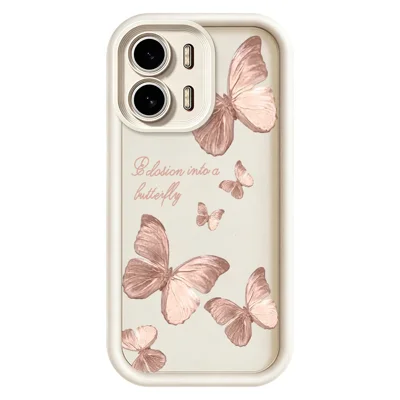 For Oppo A6x 5G  /  A6x 4G TPU Case Butterfly Pattern Rubberized Phone Back Cover - White