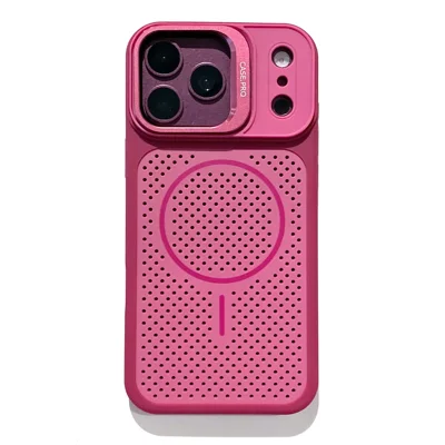 For iPhone 18 Pro Max / 17 Pro Max Magnetisk Hylster PC + TPU Kamera Ramme Ståplade Varmeafgivelse Telefondækning - Vinrød