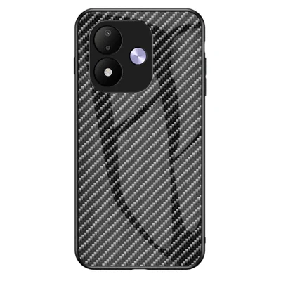 Phone Case for Xiaomi Redmi Note 17 4G (Global) / Note 17 (India / China) 5G / Note 17 5G (Global) , Tempered Glass Shockproof Back Cover - Black Fiber