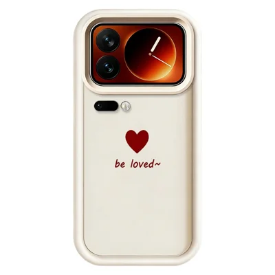 For Xiaomi 17 Pro Max TPU Case Be Loved Heart Pattern Rubberized Shockproof Phone Cover - White
