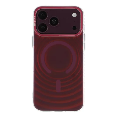 Für iPhone 18 Pro Max / 17 Pro Max Magnetische Hülle mit Farbverlauf-Wellenmuster PC + TPU Handyhülle - Kirschrot