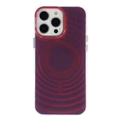 For iPhone 14 Pro Magnetic Case Wave Texture Color-Changing PC + TPU Phone Cover - Cherry Red