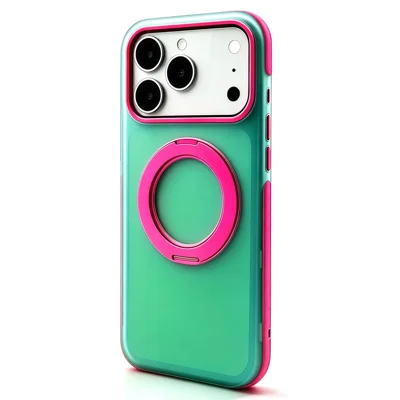 For iPhone 18 Pro Max / 17 Pro Max Case Magnetisk Kickstand PC TPU Kontrastfarvet Telefonbeskyttelse Understøtter Trådløs Opladning - Grøn / Rose
