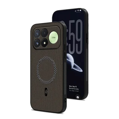 Voor Xiaomi Poco F9 Pro 5G / Redmi K100 Pro 5G Hoesje Driehoekstructuur PU Leer Stootvrij Ultradun Hoestje - Bruin