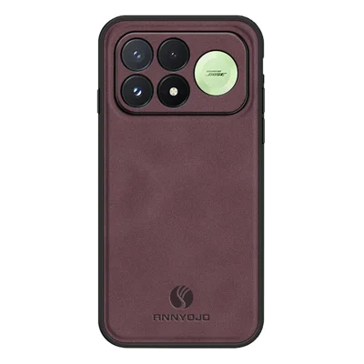 ANNYOJO voor Xiaomi Poco F9 Pro 5G / Redmi K100 Pro 5G Hoesje PU Leer + PC + TPU Anti-drop Telefoonhoes - Wijnrood