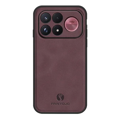 ANNYOJO pour Xiaomi Poco F9 Ultra 5G / Redmi K100 Pro Max 5G Étui en Cuir PU + PC + TPU Résistant aux Chutes - Rouge Vin