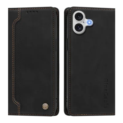  For iPhone 17 Case Magnetic Closure Wallet Stand TPU PU Leather Phone Cover - Black