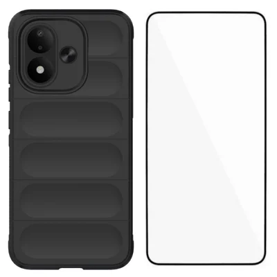 WANLONFENG voor Xiaomi Redmi Note 17 (India/China) 5G / Xiaomi Redmi Note 17 5G (wereldwijd) / Xiaomi Redmi Note 17 4G (wereldwijd) TPU-hoesje HD-serie antislip telefoonhoesje met gehard glas - Zwart