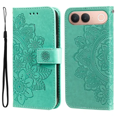 For vivo V80 Lite 5G (IN / PK) / vivo S2 5G Case Floral Pattern PU Leather Wallet Stand Phone Cover - Green
