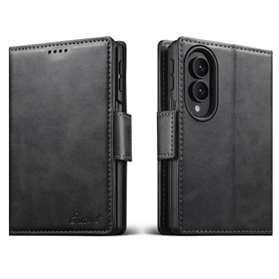 SUTENI for Samsung Galaxy Z Fold8 Case PU Leather Wallet Stand Magnetic Closing Phone Cover - Black