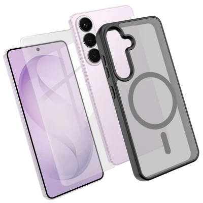 Etui magnetyczne na telefon Samsung Galaxy S26 FE z tworzywa TPU + PC z hartowanym szkłem typu high aluminium-silicon – Czarny
