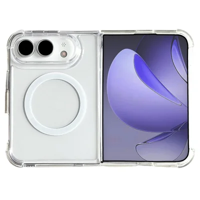 För iPhone Fold Magnetisk Skåll Transparent Akryl Ryggsköld - Transparent