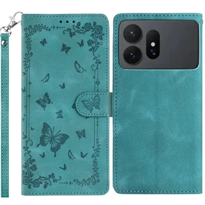 For Samsung Galaxy S27 Ultra Case Garden Imprinted PU Leather Wallet Phone Cover with Wrist Strap - Green