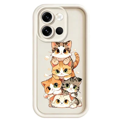 TPU-hoesje voor OnePlus Nord 6 5G met Cat Stack-design Patroon, rubberachtige anti-slip telefoonhoes - Wit