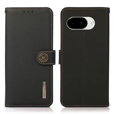 KHAZNEH til Google Pixel 11a Taske i ægte kuelskind med RFID-blokerende wallettelebeskyttelse - Sort