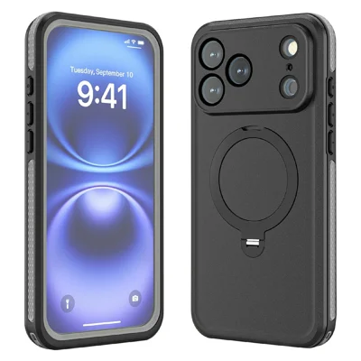 REDPEPPER For iPhone 18 Pro Max / 17 Pro Max IP68 Waterproof Case Compatible with MagSafe Kickstand Phone Back Cover - Black