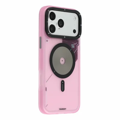 YOUNGKIT für iPhone 18 Pro / 17 Pro Magnetische Hülle mit einzigartigem Scheibendesign TPU + PC Handy-Rückseite - Pink