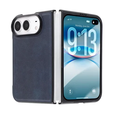 X-LEVEL Serie Bojue-3 para iPhone Fold Funda de Cuero Recubierta de PC + TPU Funda Trasera para Teléfono - Azul