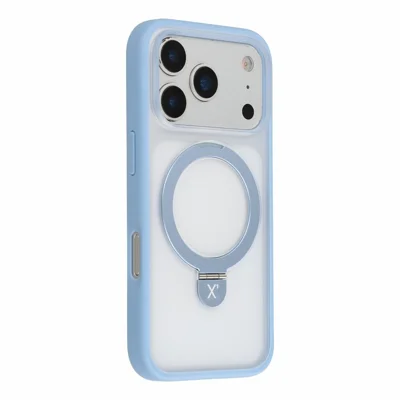 X-LEVEL til iPhone 18 Pro / 17 Pro Case Magnetisk Metal Holder TPU PC Telefon Bagdæksel - Babyblå