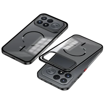 Étui magnétique pour Xiaomi Redmi K100 Pro Max 5G / Poco F9 Ultra 5G, coque en alliage d'aluminium et PC mat, système de verrouillage à bascule - Noir